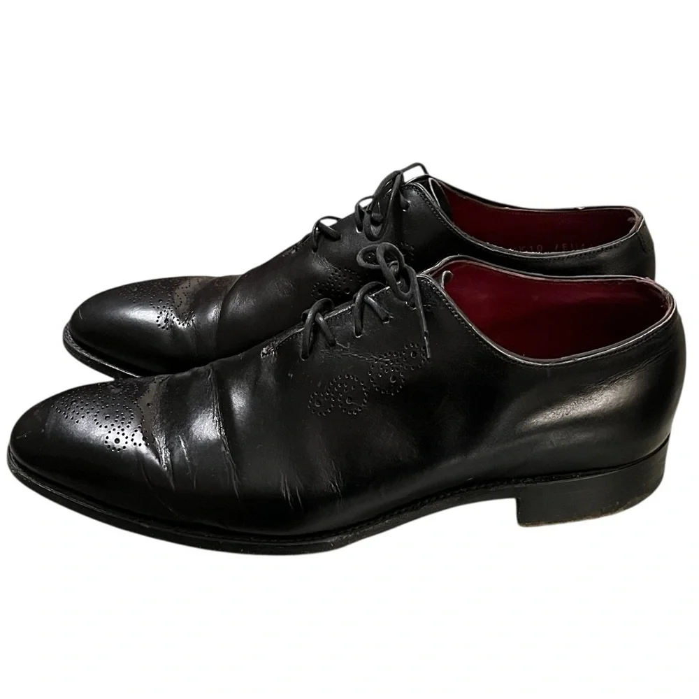 Charles Tyrwhitt men’s black leather lace up oxford dress shoes Made in England